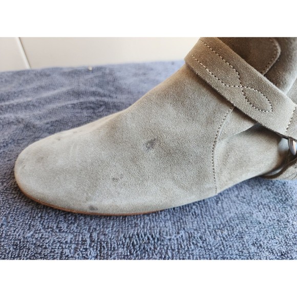 Isabel Marant Suede Etoile Moto Boots Size 38 / US 7.5 Olive Green - Picture 13 of 16